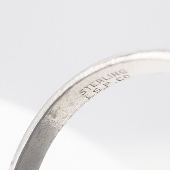 Vintage Sterling Silver Green Gemstone Cabochon Ring Size 6.75 - Picture 5 of 16